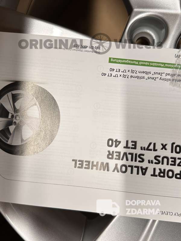 original alu kola ráfky skoda SUPERB III IV ZEUS R17 3V0601025AJ