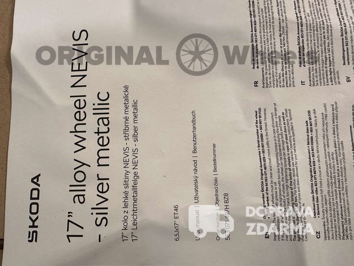 original alu kola ráfky Škoda NEVIS Octavia IV r17 5E3071497H